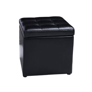 Foldable Cube Ottoman Pouffe Storage Seat-Black