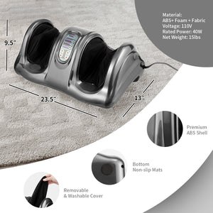 Therapeutic Shiatsu Foot Massager with High Intensity Rollers-Black