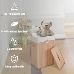 Rectangle Bamboo Hamper Laundry Basket Washing Cloth Bin Storage Bag Lid 3 color-Natural by DirectDeals