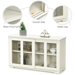 Sideboard Buffet Cupboard Storage Cabinet with Sliding Door-Antique White