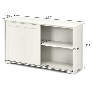 Kitchen Storage Cupboard Cabinet with Sliding Door-Antique White