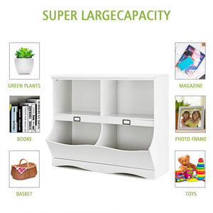 Kids Storage Unit Baby Toy Organizer Children Bookshelf Bookcase-White
