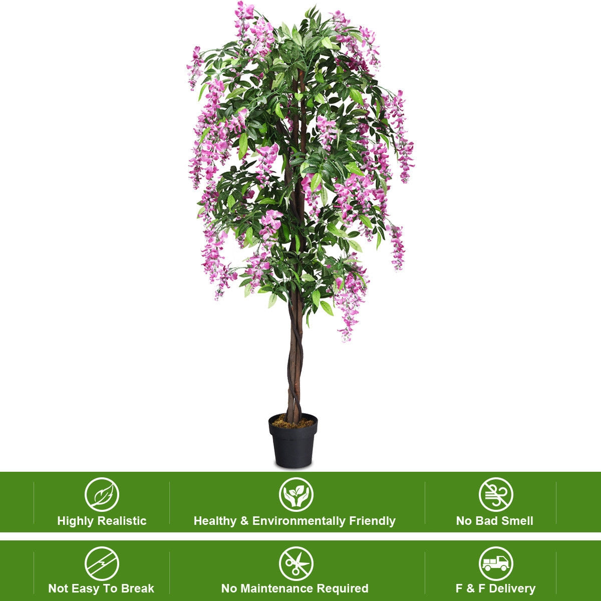 6-Feet Artificial Wisteria Silk Indoor-Outdoor Tree-1pieces