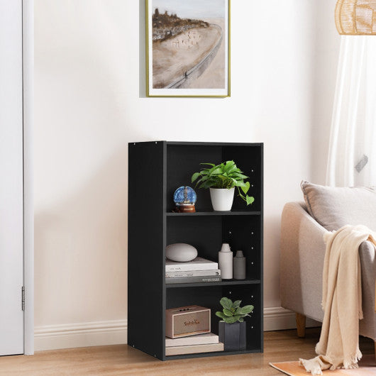 3 Open Shelf Bookcase Modern Storage Display Cabinet-Black
