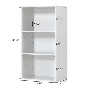 3 Open Shelf Bookcase Modern Storage Display Cabinet-White