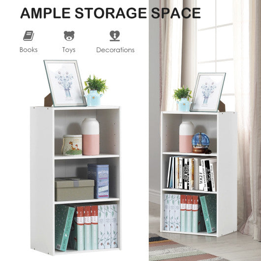 3 Open Shelf Bookcase Modern Storage Display Cabinet-White