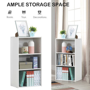 3 Open Shelf Bookcase Modern Storage Display Cabinet-White