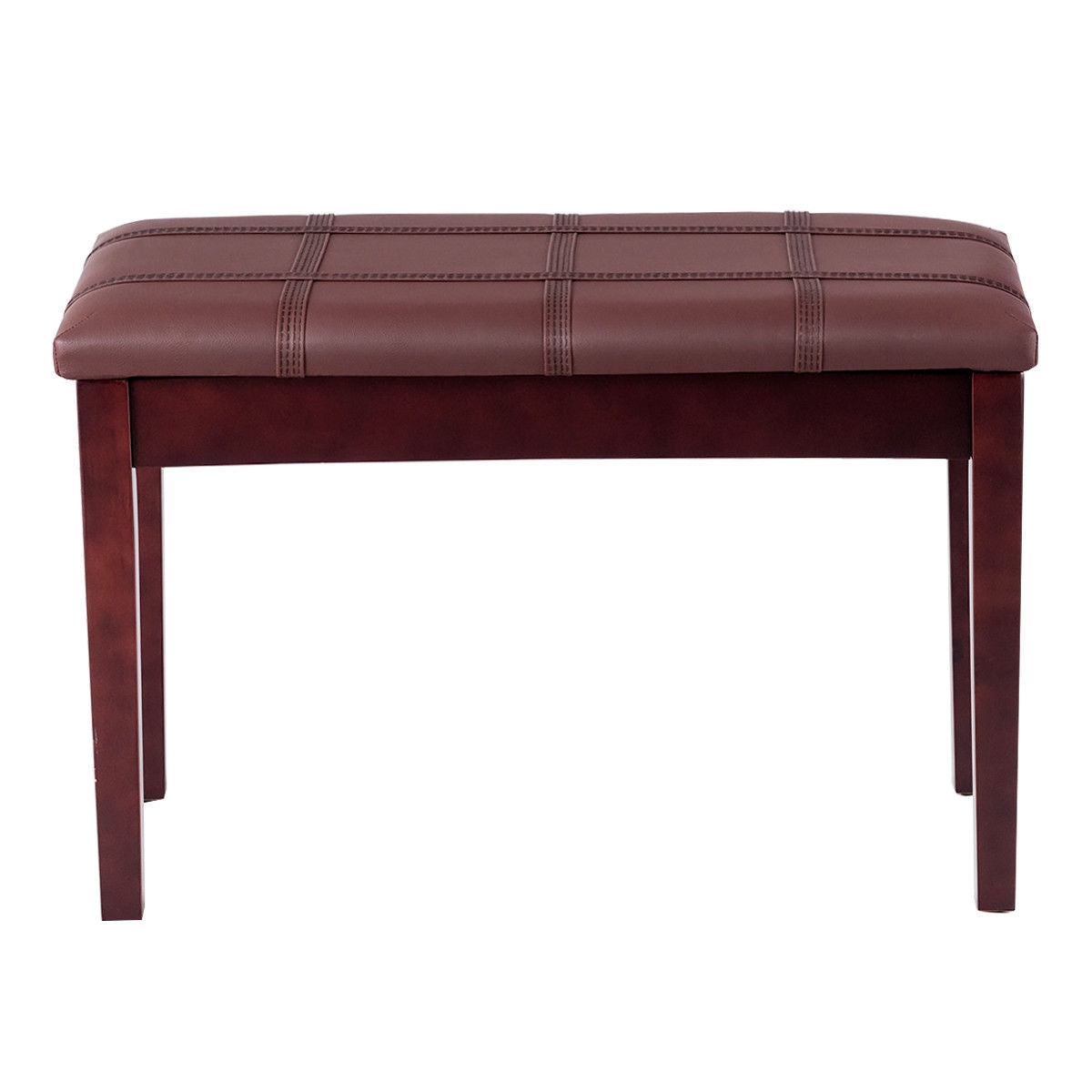 Solid Wood PU Leather Piano Double Duet Keyboard Bench-Black