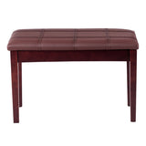 Solid Wood PU Leather Piano Double Duet Keyboard Bench-Black