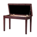 Solid Wood PU Leather Piano Double Duet Keyboard Bench-Black