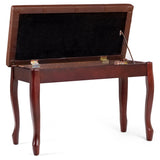 Solid Wood PU Leather Piano Bench with Storage-Black