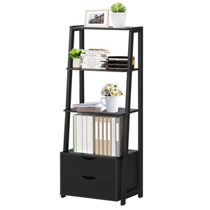 4-Tier Ladder Bookshelf Storage Display with Drawers