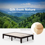 14 Inch Full Size Wood Platform Bed Frame with Wood Slat Support-Brown