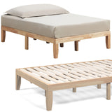 14 Inch Full Size Wood Platform Bed Frame with Wood Slat Support-Brown