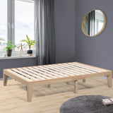 14 Inch Full Size Wood Platform Bed Frame with Wood Slat Support-Brown