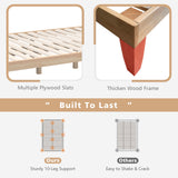 14 Inch Full Size Wood Platform Bed Frame with Wood Slat Support-Brown