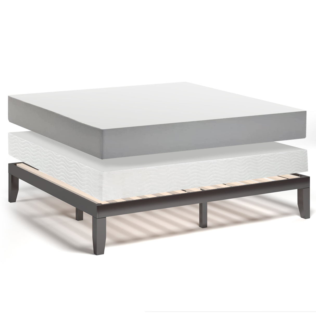 14 Inch King Size Wood Platform Bed Frame-Brown