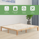14 Inch King Size Wood Platform Bed Frame-Brown