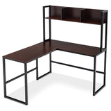 Reversible L-Shaped Corner Desk with Storage Bookshelf-Black