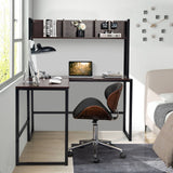 Reversible L-Shaped Corner Desk with Storage Bookshelf-Black