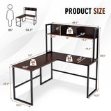 Reversible L-Shaped Corner Desk with Storage Bookshelf-Black