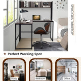 Reversible L-Shaped Corner Desk with Storage Bookshelf-Black