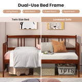 Twin Size Wooden Slats Daybed Bed with Rails-Cherry