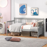 Twin Size Wooden Slats Daybed Bed with Rails-Cherry