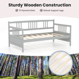 Twin Size Wooden Slats Daybed Bed with Rails-Cherry