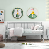 Twin Size Wooden Slats Daybed Bed with Rails-Gray