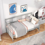 Twin Size Wooden Slats Daybed Bed with Rails-Cherry