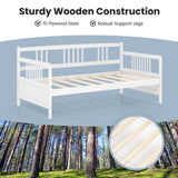 Twin Size Wooden Slats Daybed Bed with Rails-White