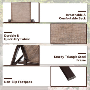 2 Pcs Patio Chairs Outdoor Dining Chair with Armrest-Brown