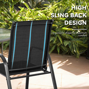 2 Pcs Patio Chairs Outdoor Dining Chair with Armrest-Brown