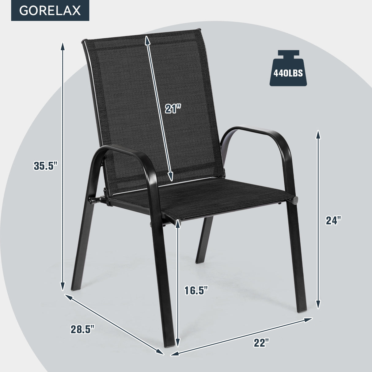 2 Pcs Patio Chairs Outdoor Dining Chair with Armrest-Brown