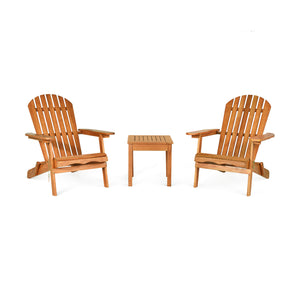 3 Pieces Adirondack Chair Set with Widened Armrest