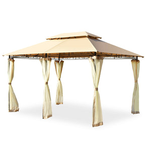10 Feet x 13 Feet Tent Canopy Shelter with Removable Netting Sidewall-Beige