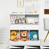 Freestanding Combo Cubby Bin Storage Organizer Unit W/3 Baskets-Brown