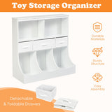 Freestanding Combo Cubby Bin Storage Organizer Unit W/3 Baskets-Brown
