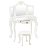 Kids Makeup Dressing Table with Tri-folding Mirror and Stool-Pink