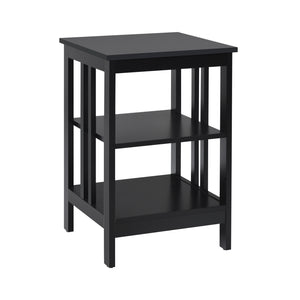 2 Pieces 3-Tier Nightstand with Reinforced Bars and Stable Structure-Dark Brown