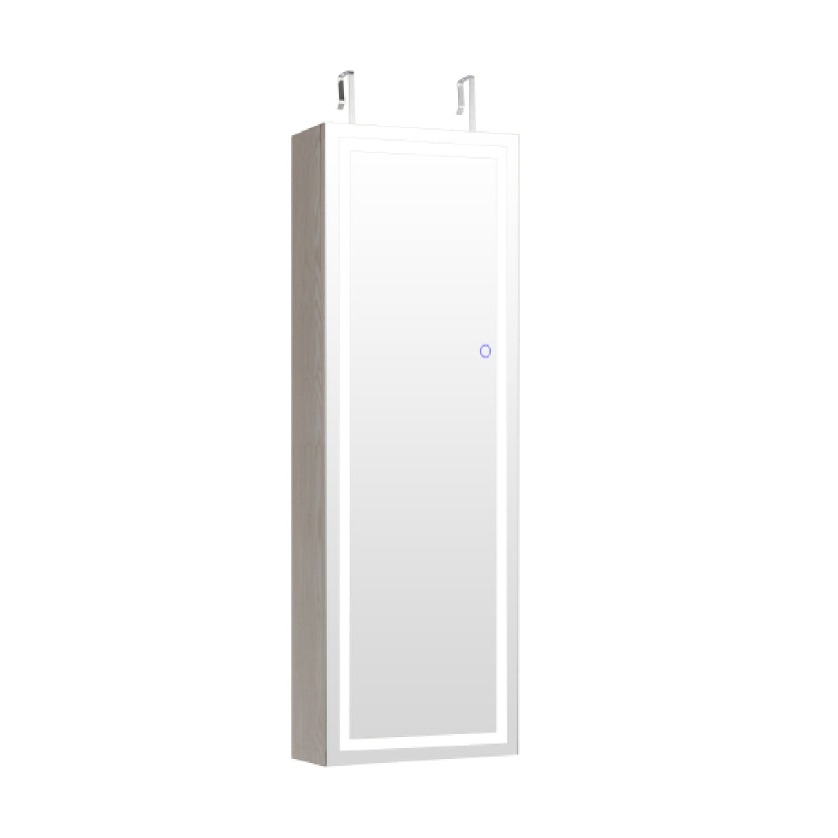 Mirrored Jewelry Armoire with Full Length Mirror and 2 Internal LED Lights-Black