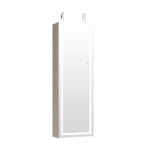 Mirrored Jewelry Armoire with Full Length Mirror and 2 Internal LED Lights-Black