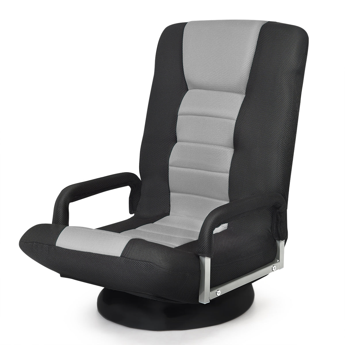 360-Degree Swivel Gaming Floor Chair with Foldable Adjustable Backrest-Gray