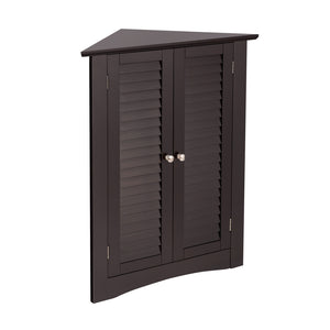 Adjustable Corner Storage Cabinet with Shutter Doors-White