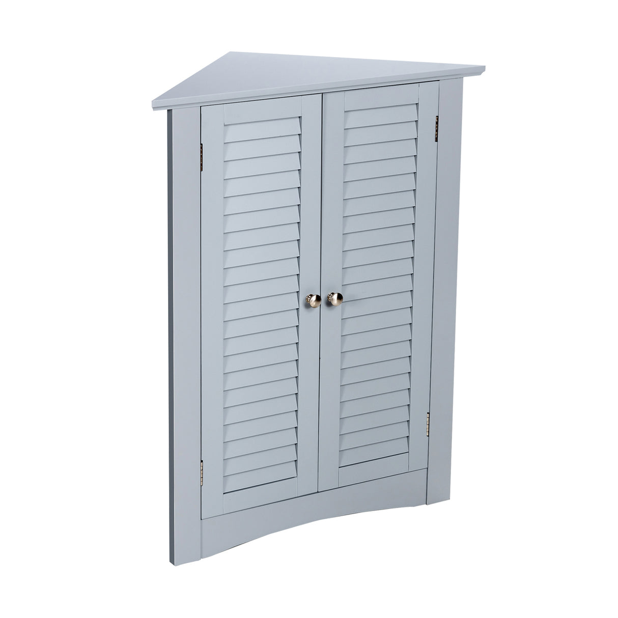 Adjustable Corner Storage Cabinet with Shutter Doors-White