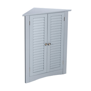 Adjustable Corner Storage Cabinet with Shutter Doors-White