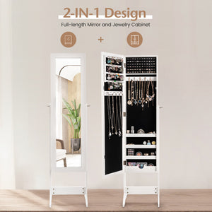 Mirrored Standing Jewelry Cabinet Storage Box-Black