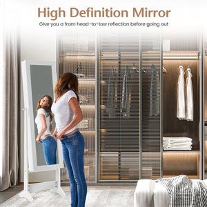 Mirrored Standing Jewelry Cabinet Storage Box-Black