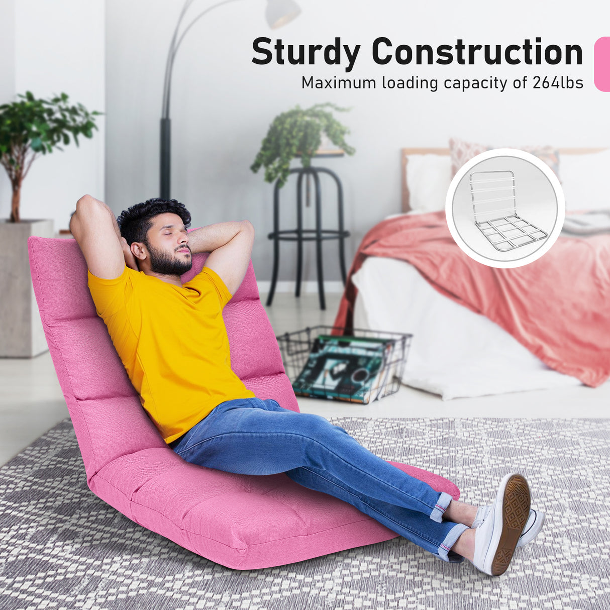 14-Position Adjustable Folding Lazy Gaming Sofa-Blue